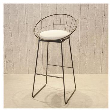 Imagem de hezhuhe2258 Cadeira de bar banco de bar ferro dourado alto encosto oco lazer cadeira de jantar doméstica (preto, 65 cm)