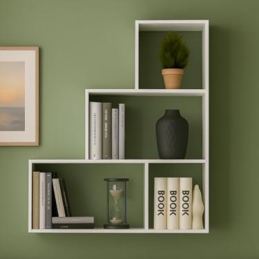 Imagem de prateleira mdf Estante de Parede 90x90x18cm Decorativa para Sala de Estar Organizador de Livros enfeites multiuso