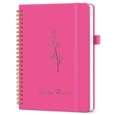 Imagem de Taja Agenda semanal sem data, caderno semanal de tarefas com organizador de objetivos e hábitos, caderno planejador semanal A5 com encadernação espiral, 15,5 cm x 20,8 cm - rosa