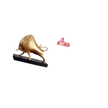Imagem de Fenteer Escultura de Touro, Decoração para Casa, Decoração de Mesa, Artesanato, Estátua Abstrata de Boi, Estatueta de Gado, Resina, Estatueta Fofa de Veado Do