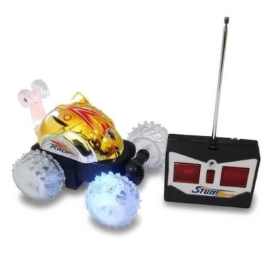 Imagem de Carrinho de Controle Remoto Maluco, Multicolorido, Plástico, Gira 360°, com Luzes LED, Escala 1:12, Operação Automática, 3 Pilhas AA, para Crianças 3 Anos+