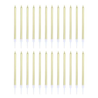 Imagem de Velas de aniversário para bolo, velas de feliz aniversário para bolos e cupca, perfeitas para festas de aniversário, decorações de casamento, velas de festa, decorações de bolo, pacote com 24 ouro