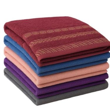 Imagem de Kit Toalha, Kit 6 Toalha de Rosto Macia E Absorvente Algodão Poliéster Premium Barra Decorada(35x75cm)(Multicolorido)