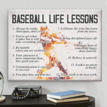 Imagem de Pôster de beisebol arte de parede em tela para decoração de casa lições motivacionais de vida de beisebol impressão em tela presentes para homens 20 x 25 cm
