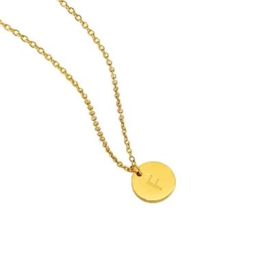 Imagem de 1 colar redondo de letras com acabamento brilhante banhado a prata para mulheres, joia fina, presente para mamãe, 45cm, Cobre, Sem Pedra Preciosa