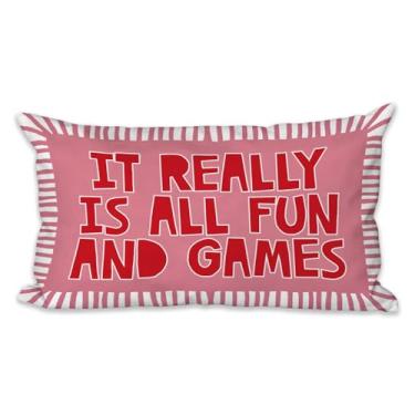Imagem de LiTiu Capas de almofada para sala de jogos infantis, decoração de sala de jogos rosa engraçada, é realmente divertido e decoração de jogos, 30 x 50 cm