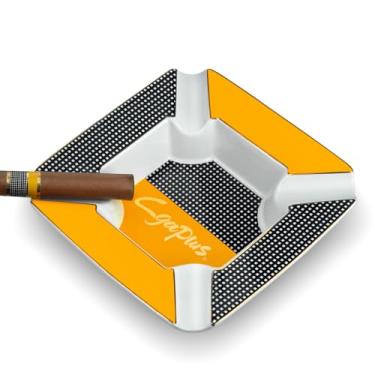 Imagem de Cinzeiros grandes de pátio para cigarros quadrados de 20 cm cinzeiro grande para charutos de descanso para cinzeiro de pátio/exterior/interior (branco fora)