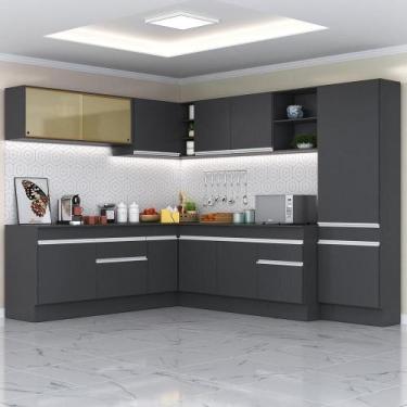 Imagem de Armário De Cozinha Completa De Canto Preto/Branco - MULTIMOVEIS