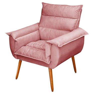 Imagem de Poltrona Decorativa Monza Pés Palito Veludo Rosé