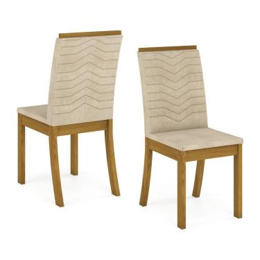 Imagem de Conjunto De 04 Cadeiras Estofadas Dina Henn Nature Com Linho