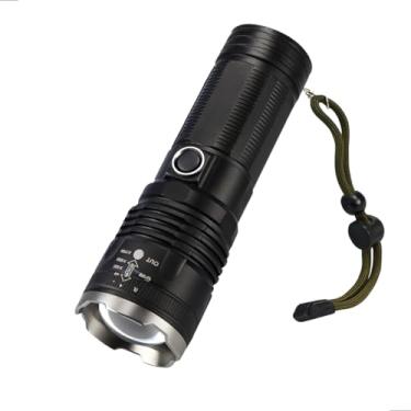 Imagem de Lanterna LED Tática Profissional 5 Modos Recarregável Potente 2KM Zoom Ajustável USB Sabre de Luz em Alumínio Antiderrapante Cor Preta – Alta Potência