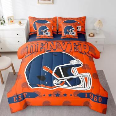 Imagem de Erosebridal Jogo de cama de casal com 7 peças, futebol americano, futebol americano, para crianças e adultos, jogo de cama com estampa de futebol americano, para crianças e adultos, jogo de cama e