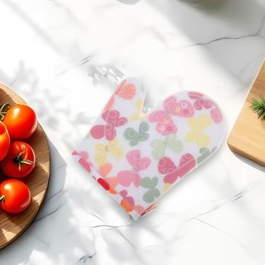 Imagem de Generic 1 luva de forno curta com estampa de borboletas lavar à mão apenas pano de algodão de silicone colorido 23 x 18,5 cm