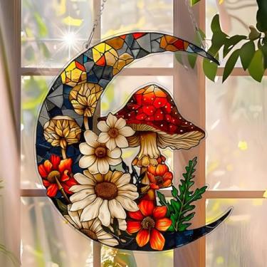 Imagem de 1 peça para pendurar apanhador solar de acrílico colorido, decoração de janela de 15 cm com design de estilo vitral impresso, arte de parede de arco-íris, ideia de presente e ornamento de jardim, uso