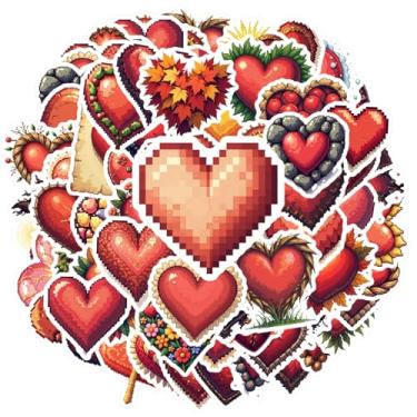Imagem de 70 peças de adesivos de arte de pixel romântico coração amor diy brinquedos adesivos de grafite romântico para notebook, bagagem, celular, copo, mala, geladeira, telefone, bagagem, laptop, guitarra