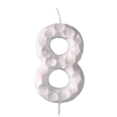 Imagem de Vela de aniversário com número de golfe, vela branca com tema esportivo para tema de golfe, decoração de festa de aniversário, tema esportivo, suprimentos de celebração, textura 3D verdadeira, padrão