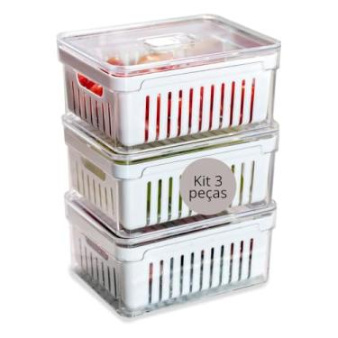 Imagem de Organizador Geladeira, Kit Organizador de Geladeira, Organizador Alimentos Geladeira Com Cesto úNico Duplo 2,2l (20x15cm) Linha Clear Fresh - Ou(3 Unidades - Cesto Único)