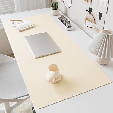 Imagem de Tapete de mesa de couro sintético antiderrapante, tapete de teclado de mesa para laptop, computador portátil, mouse pad para escritório/trabalho/casa/decoração 60 x 30 cm (branco)