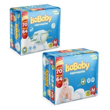 Imagem de Fralda Super Sequinha Hiper, Branco, M, IsaBaby, 70 unidades