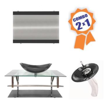 Imagem de Combo 2 em 1 - Gabinete 90cm Romênia + Torneira Ibiza - EKASA, Grafite