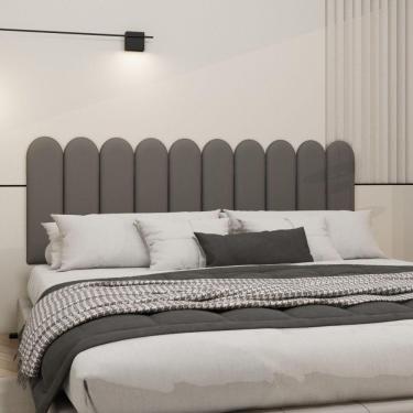 Imagem de Cabeceira Nuvem Suede King Size Com 10 Placas Macias De 60cm Chumbo