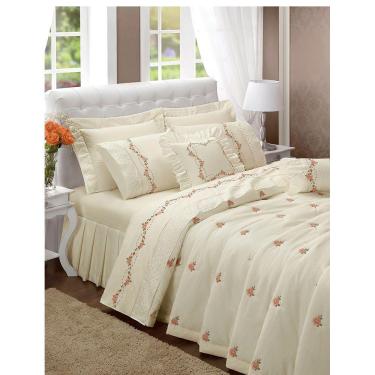 Imagem de Cobre Leito Queen 200 Fios Bouquet Palha 6pçs