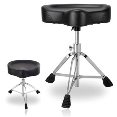 Imagem de Banco de Bateria Luxo Profissional Ajustável Banqueta com Assento Almofadado/Acolchoado, Cadeira para Baterista, Banco Selim com Espuma Reforçada, Alta Estabilidade Pro Estúdio/Palco