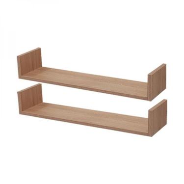 Imagem de Kit 2 Prateleiras U 100 x 25cm Carvalho Suporte Invisível