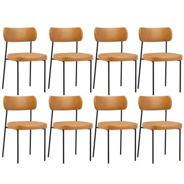 Imagem de Kit 08 Cadeiras Estofadas Melina L02 Couríssimo Whisky