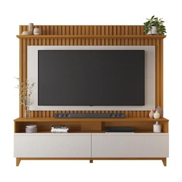 Imagem de Rack com Painel para TV até 65 Polegadas Ripado 2 Portas NT 1340 Freijó/Off White - Notável