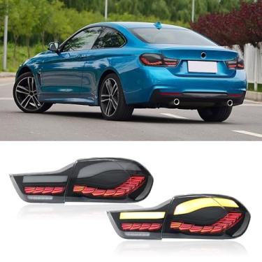 Imagem de JOLUNG Luzes traseiras compatíveis com as séries 4 M4 GTS F32 F33 F36 F82 F83 2014-2020, DRL luzes traseiras de seta, luzes traseiras de neblina de ré, 1 par (preto)