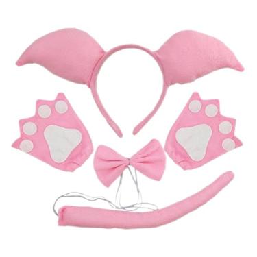 Imagem de Baoblaze Fantasia de Porco - Conjunto de Fantasia de Desenho Animado para Festas de Carnaval e Bailes de Máscaras, Rosa Escuro, 3 Piece Set W Gloves