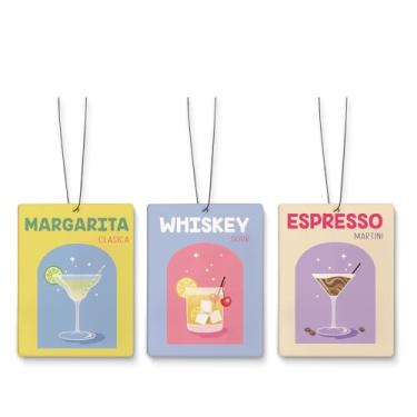 Imagem de Dilemat Ambientador de carro de coquetel moderno, bebidas fofas martini uísque Margarita ambientador pendurado 4 peças para bar, carrinho, armário, gaveta, banheiro, decoração fofa de espelho de carro