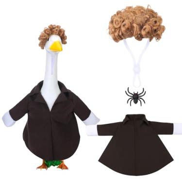 Imagem de Aliceset Conjunto de roupa de ganso de varanda de filme engraçado de Natal, fantasia de bandidos domésticos, inclui casaco, peruca afro marrom e aranha para decoração de jardim de pátio de 58 cm