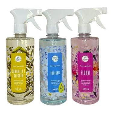 Imagem de Casa Aroma Água Perfumada, Conjunto com 3 Fragrâncias, Camomila e Alecrim, Conforto, Floral, Spray para Tecidos e Ambientes, 500ml