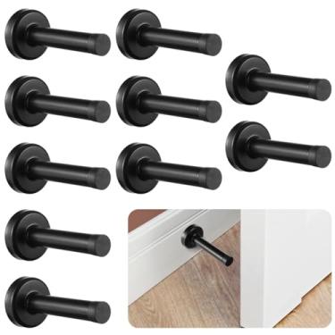 Imagem de Pacote com 10 batentes de porta de aço inoxidável com pontas de borracha, amortecedores de parede com parafusos, amortecimento de som para casas e escritórios