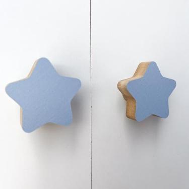 Imagem de 2 Puxadores Estrela Azul Infantil Cômoda Gaveta Porta Móveis Armário