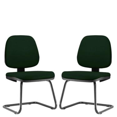 Imagem de Kit 02 Cadeiras Para Escritório Job Fixa Crepe Verde Musgo