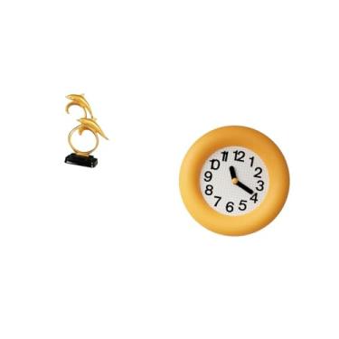 Imagem de Fenteer Estatueta de Golfinho Realista Moderna, Enfeites de Mesa E Relógio de Parede Analógico Contemporâneo Silencioso para Decoração de Casa, Escritório, Co