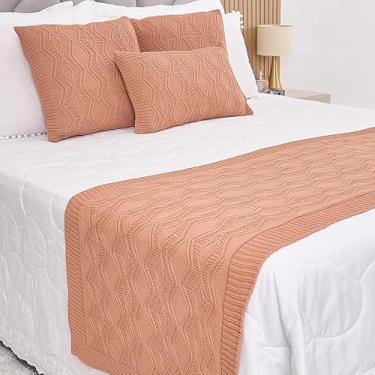 Imagem de Manta Casal, Peseira, Kit Peseira Manta Tricot Cama Casa + 3 Capas Almofadas(Nude,King)