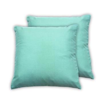 Imagem de Rekulgi Home Furnishing Capa de almofada de tecido de linho de poliéster cor verde pistache 45 x 45 cm