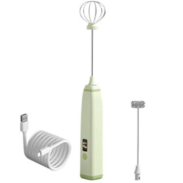Imagem de Espumador de leite sem fio, máquina de espuma elétrica portátil para café e assar, tela LED embutida, carregamento USB, batedor extra, design preto elegante