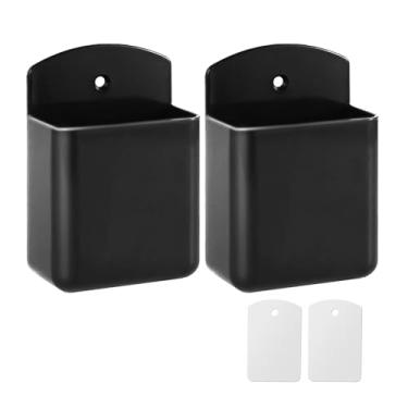 Imagem de 2 peças autoadesivas, organizador de controle remoto, suporte de TV, suporte de parede, preto, ABS, suporte de caneta para parede, para casa, sala de jogos, quarto, escola, escritório, sala de aula