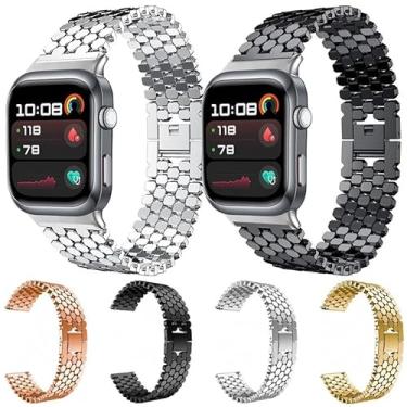 Imagem de Pulseira de relógio de metal com textura de escama de peixe para Huawei Watch Fit4 / Fit4 Pro / Fit3 xDfind (preto)