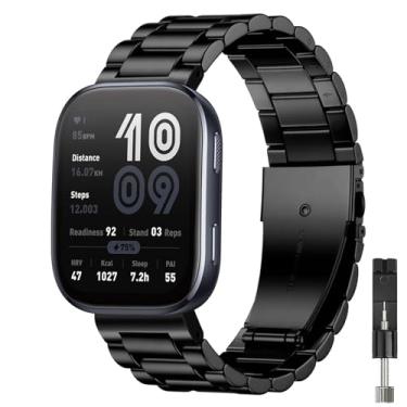 Imagem de TUCOMO Pulseiras de relógio de metal compatíveis com Amazfit Bip 6/Bip de 5,22 mm para Amazfit GTR 4/GTR 3 Pro/GTR 3/GTR 2/GTR 2e/GTR 47 mm/Balance 2/Cheetah masculina e feminina