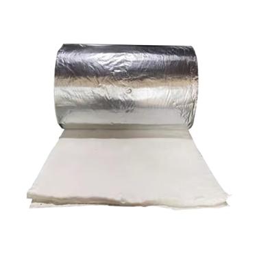 Imagem de Cobertor de fibra de vidro com revestimento de folha de alumínio, cobertor de isolamento de alta temperatura, cobertor de lã de vidro, defletor de isolamento de lã de rocha (100 x 100 x 2 cm)