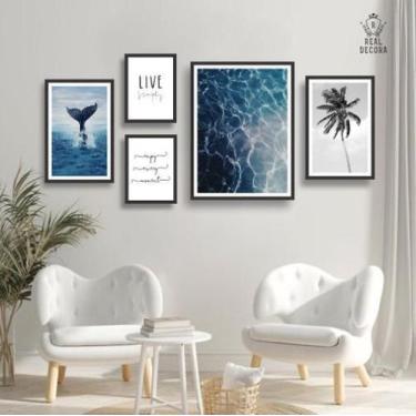 Imagem de Conjunto Kit 5 Quadros Decorativos Sala Quarto Live - Real Decora