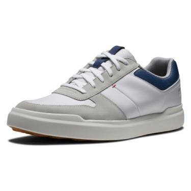 Imagem de FootJoy Sapato de golfe casual masculino Contour, Branco/Azul marinho, 12