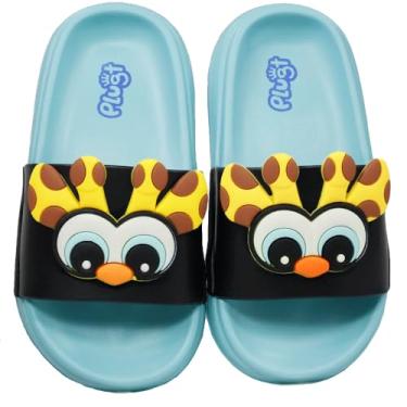 Imagem de Chinelo Núvem Infantil Menino Slide Plugt Floquinho Girafa Azul Conforto Divertido Engraçado Escolar (Azul, BR, Criança de 4 a 8 anos, Faixa Numérico, 27, 28)