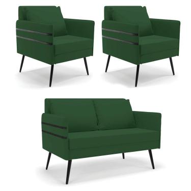 Imagem de Kit 01 Namoradeira 02 Lugares E 02 Poltronas De Ferro Verde